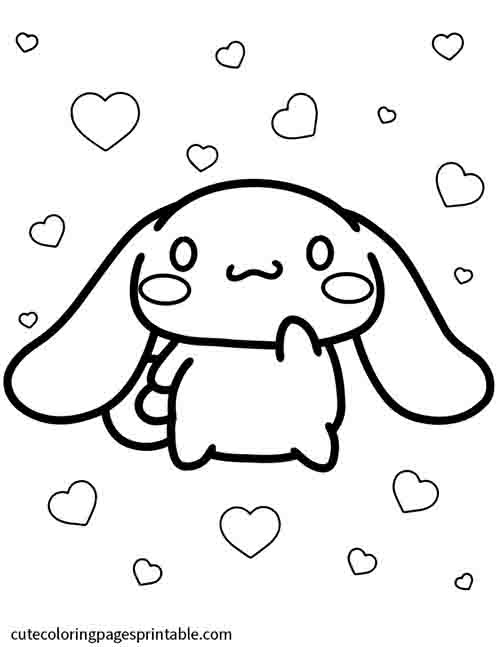 Cinnamoroll With Hearts Dancing Around Sanrio Coloring Page