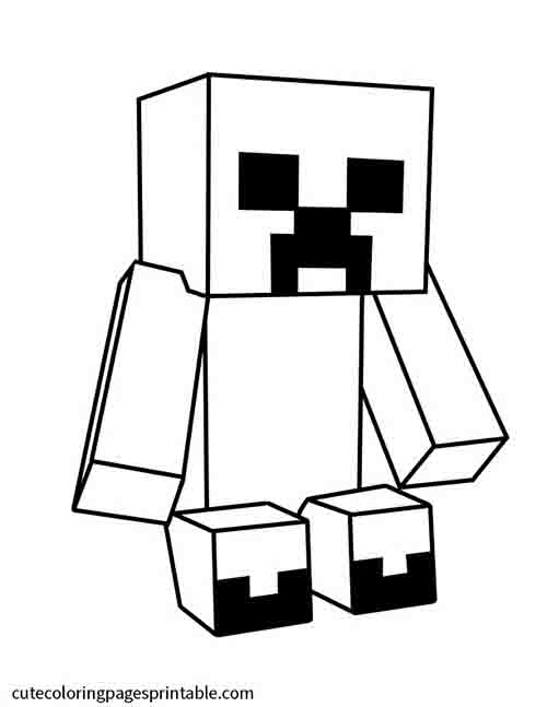 Minecraft Coloring Page Of Creeper With Blocky Arms And Legs