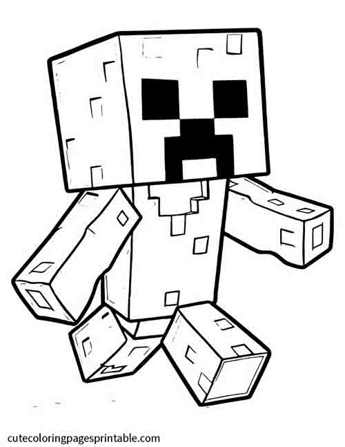 Creeper With Limbs Swaying Minecraft Coloring Page