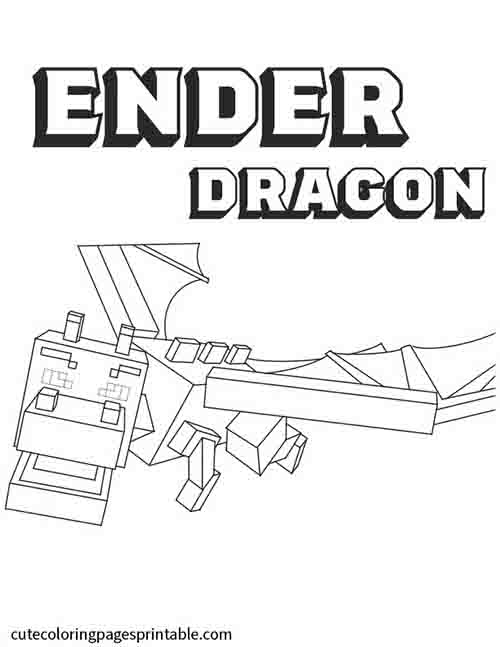 Ender Dragon With Wings Spreading Minecraft Coloring Page