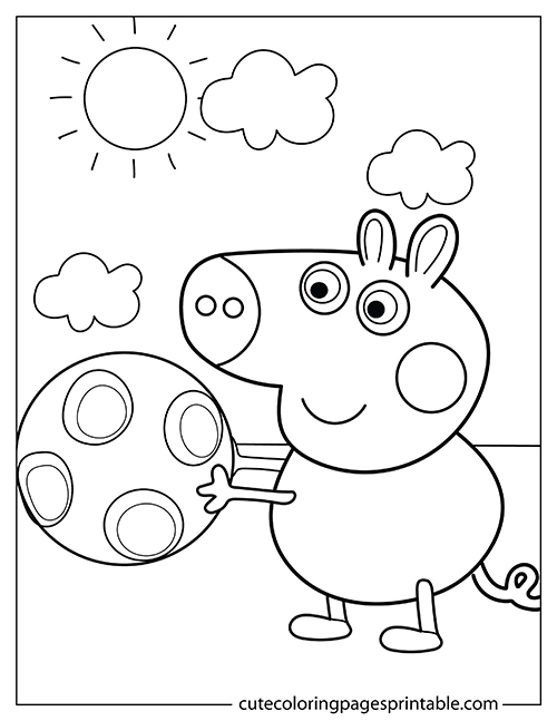Peppa Pig Coloring Page Of George Smiling With The Sun Shining
