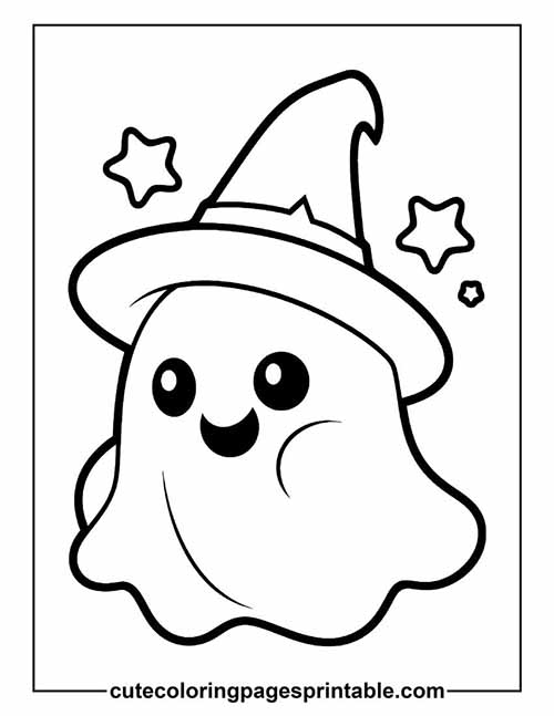 Coloring Page Of Ghost Floating With Stars