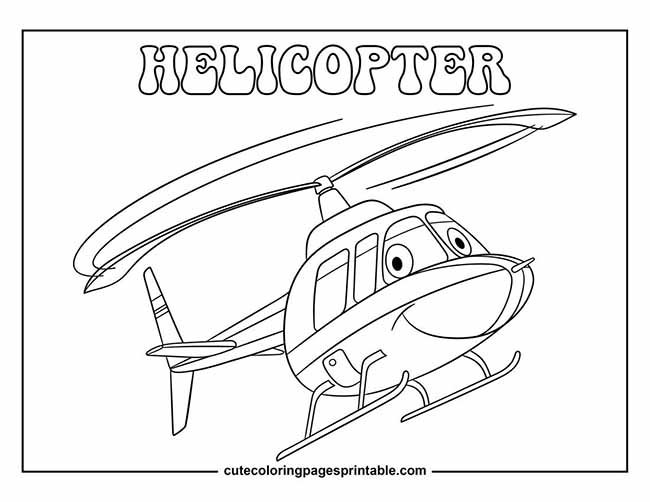 Helicopter Hovering With Rotors Spinning Coloring Page