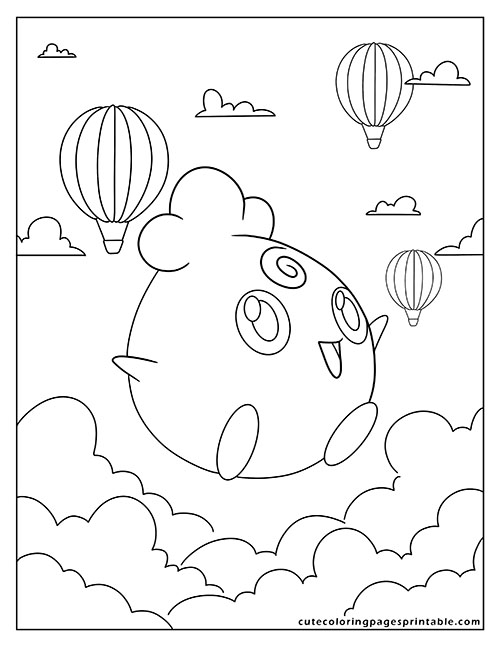 Pokemon Coloring Page Of Igglybuff With Hot Air Balloons