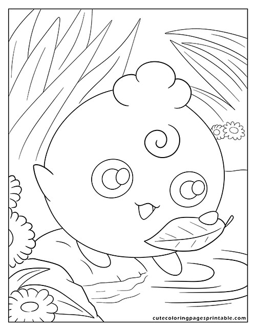 Igglybuff Whistling With Leaves Pokemon Coloring Page
