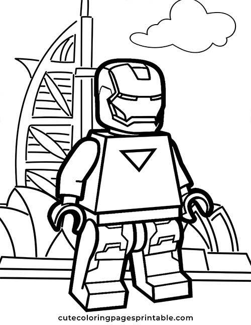 Iron Man Standing Lego Coloring Page
