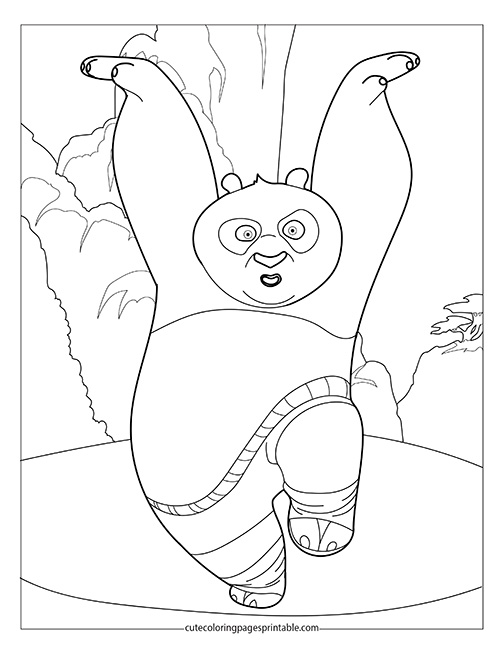 Kung Fu Panda With Trees Coloring Page