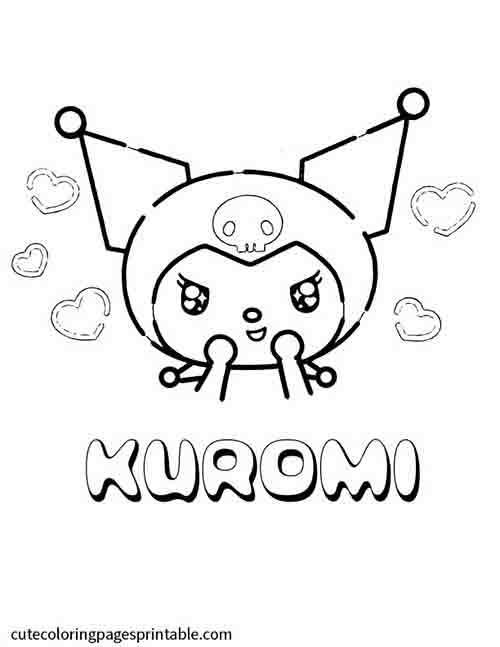 Kuromi Smiling With A Mischievous Look Sanrio Coloring Page