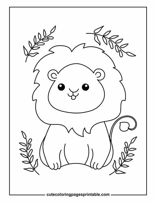Coloring Page Of Lion With Leaves