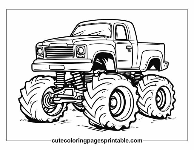 Coloring Page Of Monster Truck With Oversized Tires