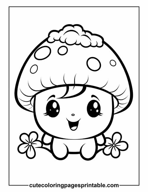 Coloring Page Of Mushroom With Flowers