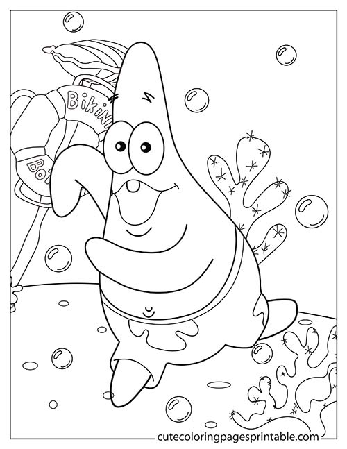 Patrick With A Sea Plant Spongebob Squarepants Coloring Page
