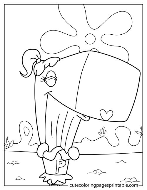 Spongebob Squarepants Coloring Page Of Pearl Standing With Sun Shining