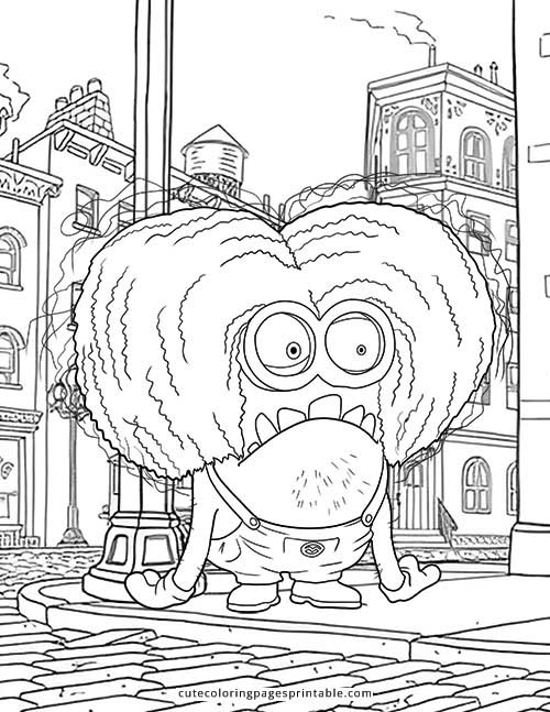 Purple Minion Smiling With Streetlights Despicable Me Coloring Page Carl Minion