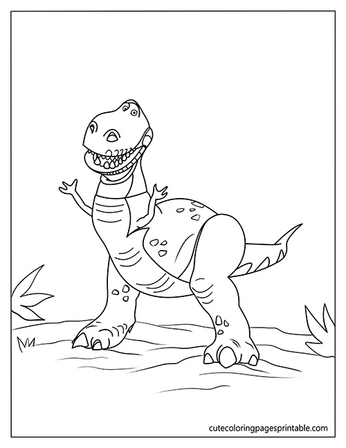 Toy Story Coloring Page Of Rex Standing With Trees