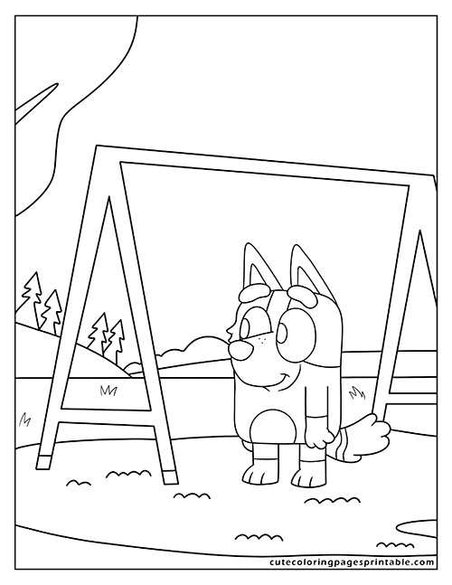 Bluey Coloring Page Of Socks Sitting With Clouds Floating