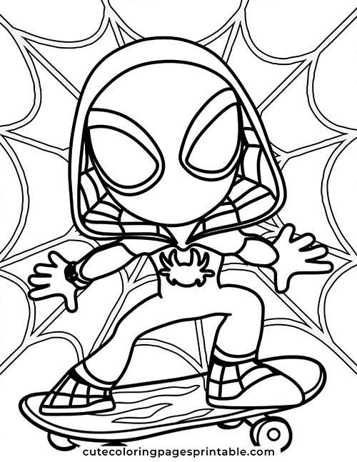 Avengers Coloring Page Of Spider Gwen On A Skateboard