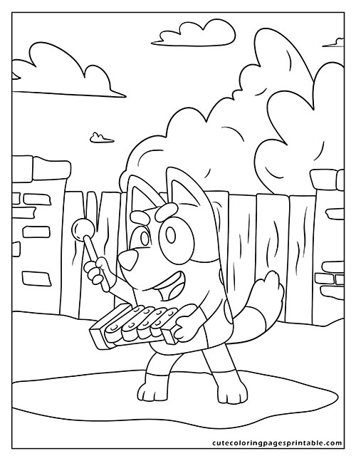 Coloring Page Of Bluey Character Holding Lollipop