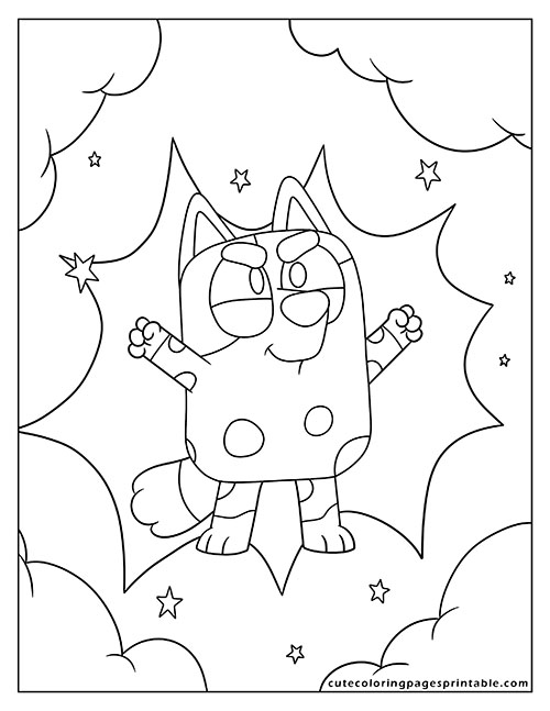 Bluey Coloring Page Of Bluey Muffin With Stars Twinkling