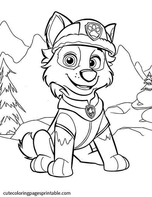 Paw Patrol Coloring Page Of Everest In Snowy Mountains