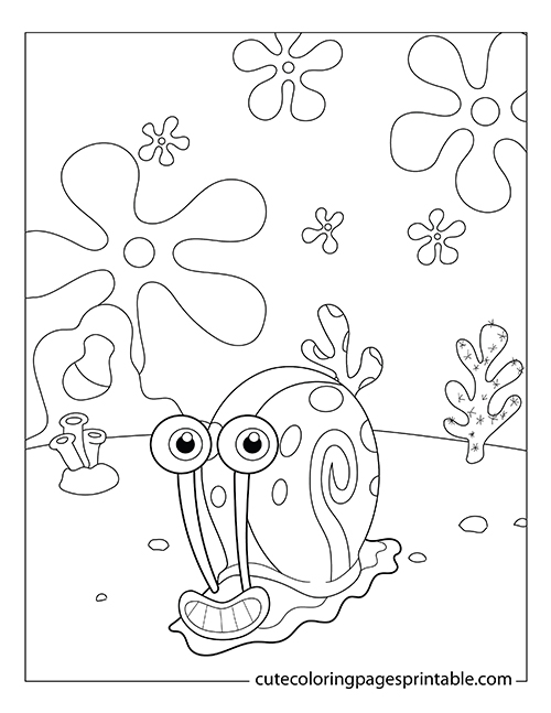 Spongebob Squarepants Coloring Page Of Gary With Plants