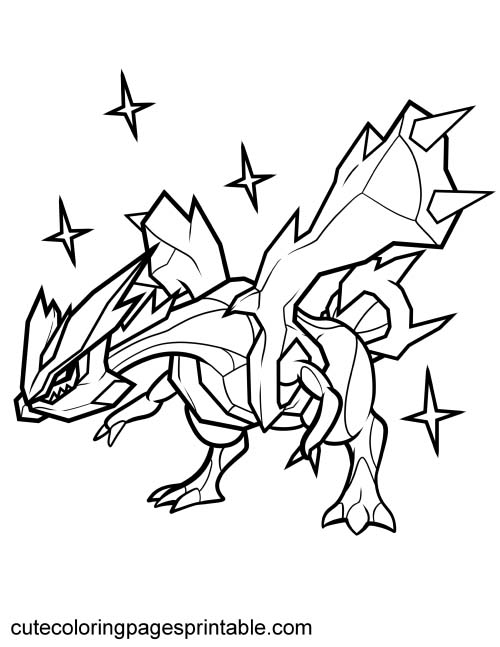 Legendary Pokemon Coloring Page Of Kyurem Standing With Stars