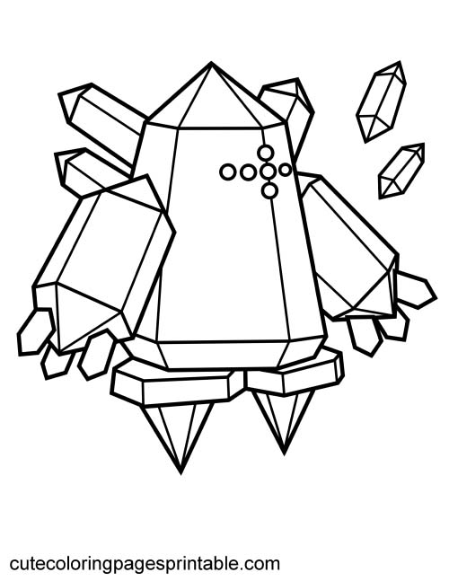Coloring Page Of Legendary Pokemon Character Floating With Crystals