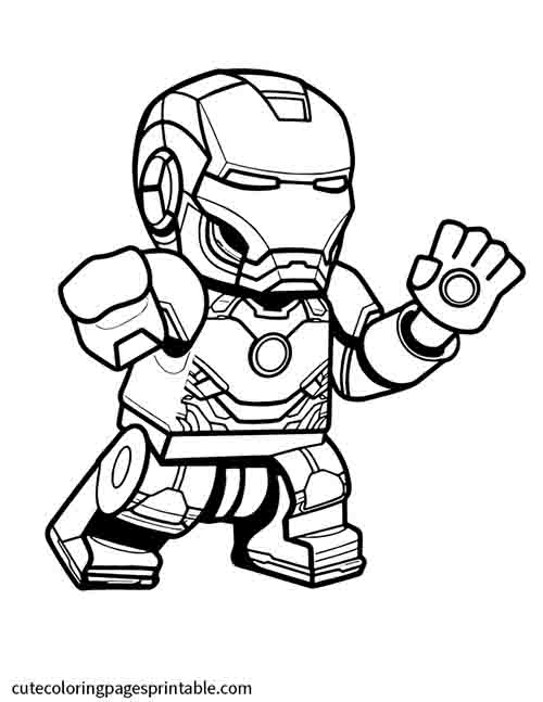 Marvel Coloring Page Of Lego Ironman With A Helmet Fighting