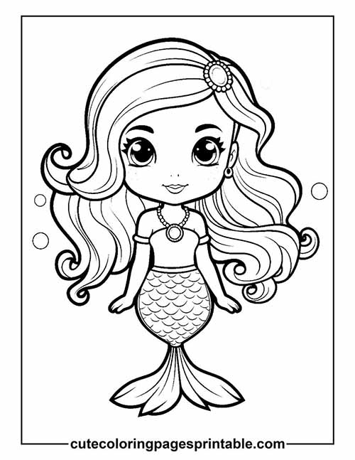 Coloring Page Of Little Mermaid With Bubbles Floating