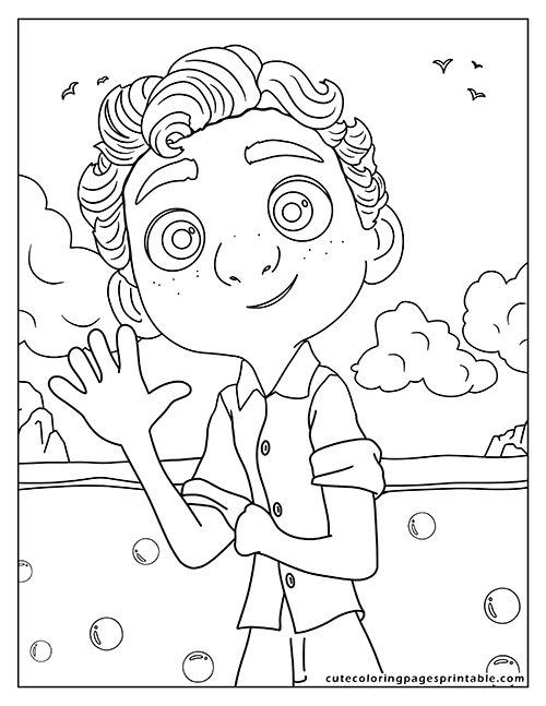 Coloring Page Of Luca Character Waving