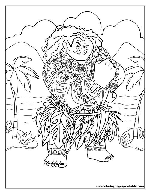 Moana Coloring Page Of Maui Smiling