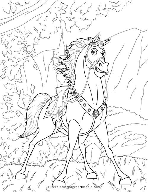 Tangled Coloring Page Of Maximus Riding