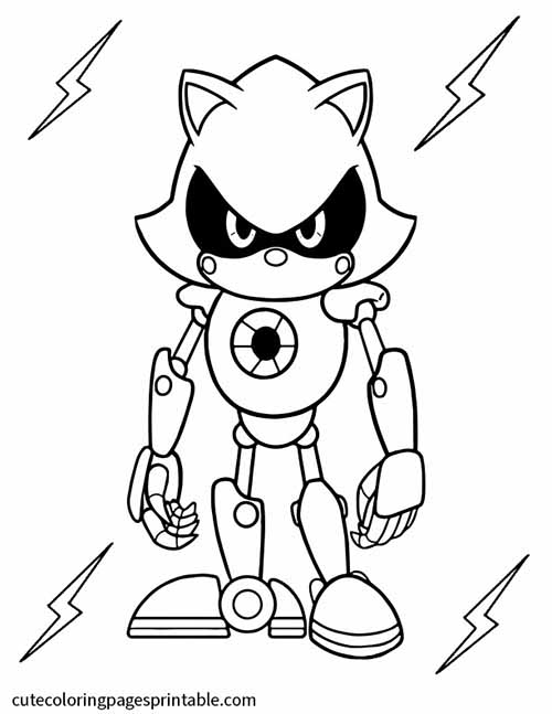 Sonic The Hedgehog Coloring Page Of Metal Sonic With Lightning