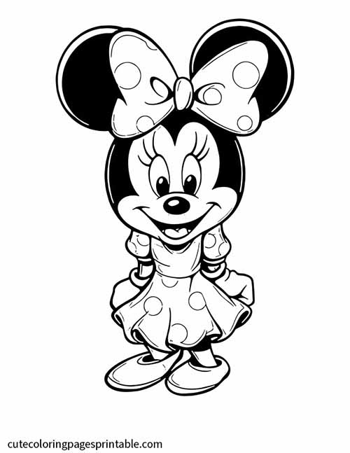 Disney Coloring Page Of Minnie Mouse Wearing A Polka Dot Dress