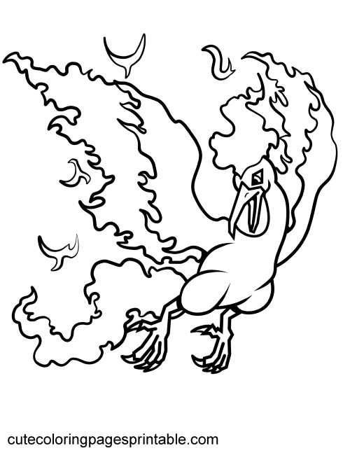 Legendary Pokemon Coloring Page Of Moltres Rising With Flames