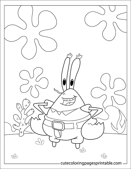 Spongebob Squarepants Coloring Page Of Mr Crab Smiling
