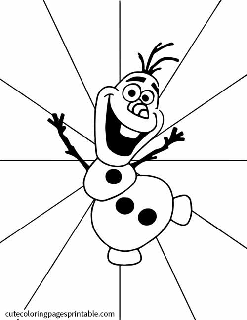 Frozen Coloring Page Of Olaf Smiling Arms Wide Open