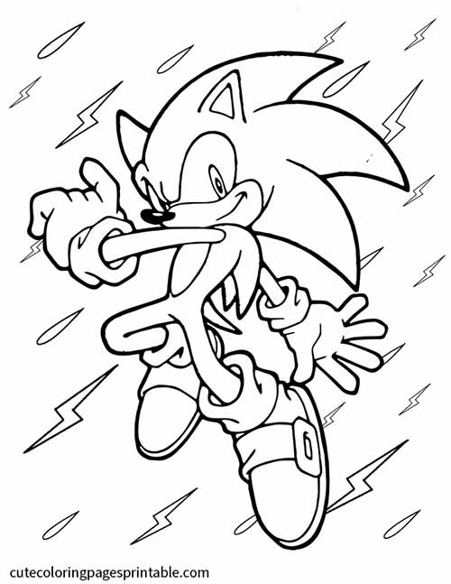 Sonic The Hedgehog Coloring Page Of Sonic Running Fast With Lightning