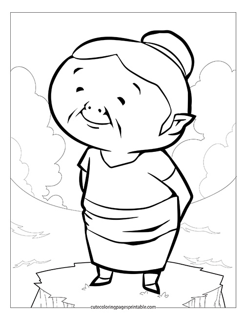 Zelda Coloring Page Of Wind Waker Standing With Clouds