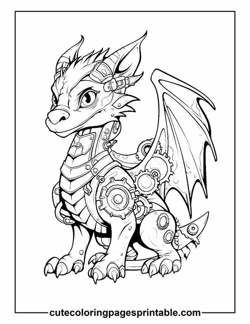 Coloring Page Of Dragon Standing With Armor
