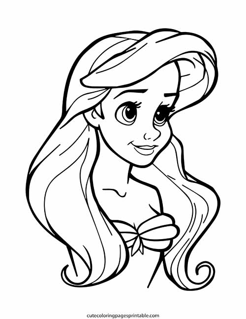 Little Mermaid Coloring Page Of Ariel Smiling