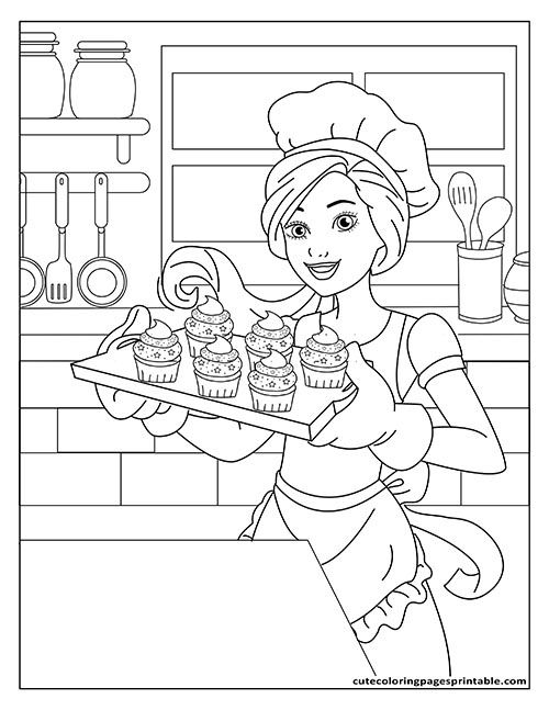 Coloring Page Of Barbie Baking