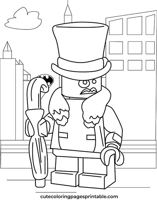 Lego Coloring Page Of Batman Holding An Umbrella