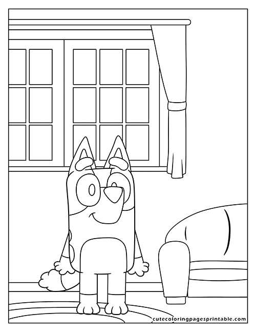 Coloring Page Of Bluey Sitting