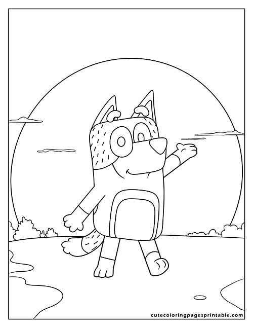 Bluey Coloring Page Of Bluey Dad Walking With Clouds