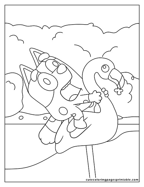 Bluey Coloring Page Of Bluey Muffin With Ice Cream Falling