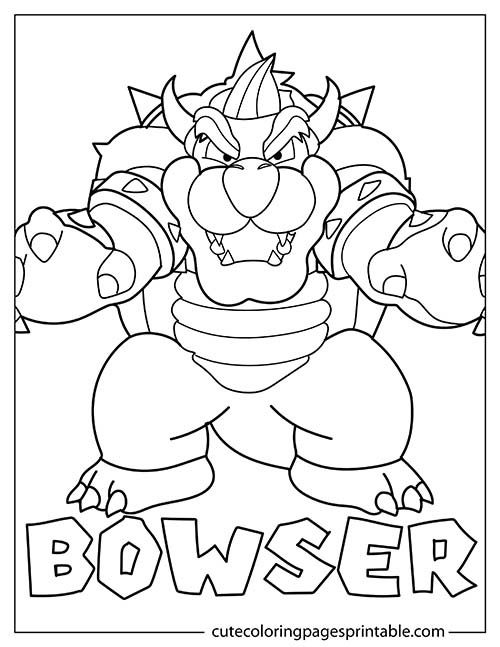 Super Mario Bros Coloring Page Of Bowser Roaring With Mouth Open