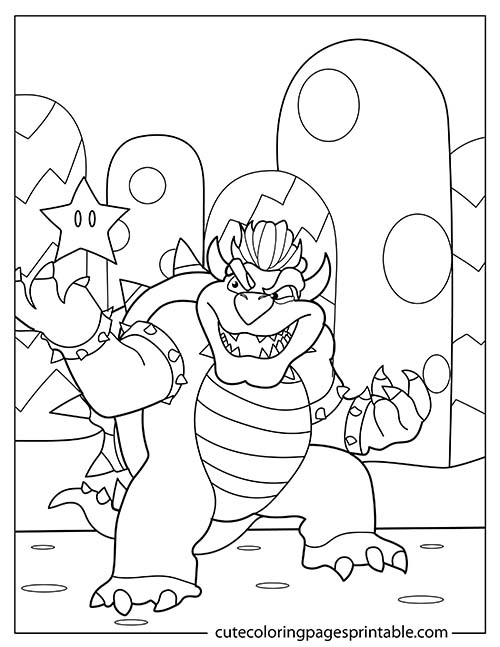 Super Mario Bros Coloring Page Of Bowser Roaring With Sharp Claws