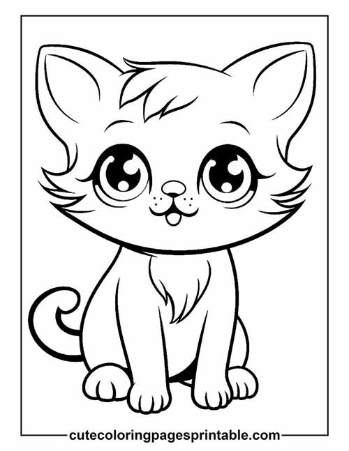 Coloring Page Of Cat With Wide Eyes