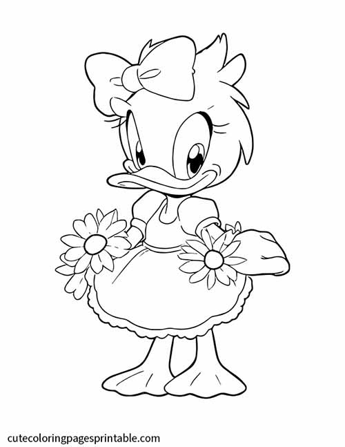 Disney Coloring Page Of Daisy Duck Wearing A Pretty Bow